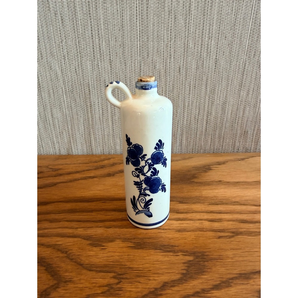 Vintage Holland America Cruises Delft Blue Ceramic Bottle with Cork